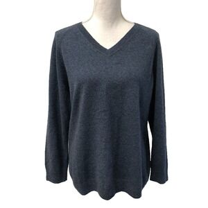 Alexandra Golovanoff Cashmere Sweater Jumper Womens Large Blue  V Neck Pullover